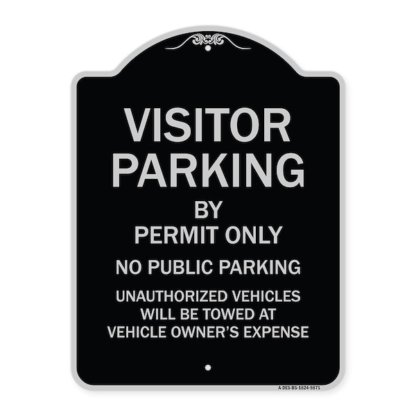 Designer Series-Visitor Parking By Permit Only No Public Parking Sign, 24" x 18", BS-1824-9871
